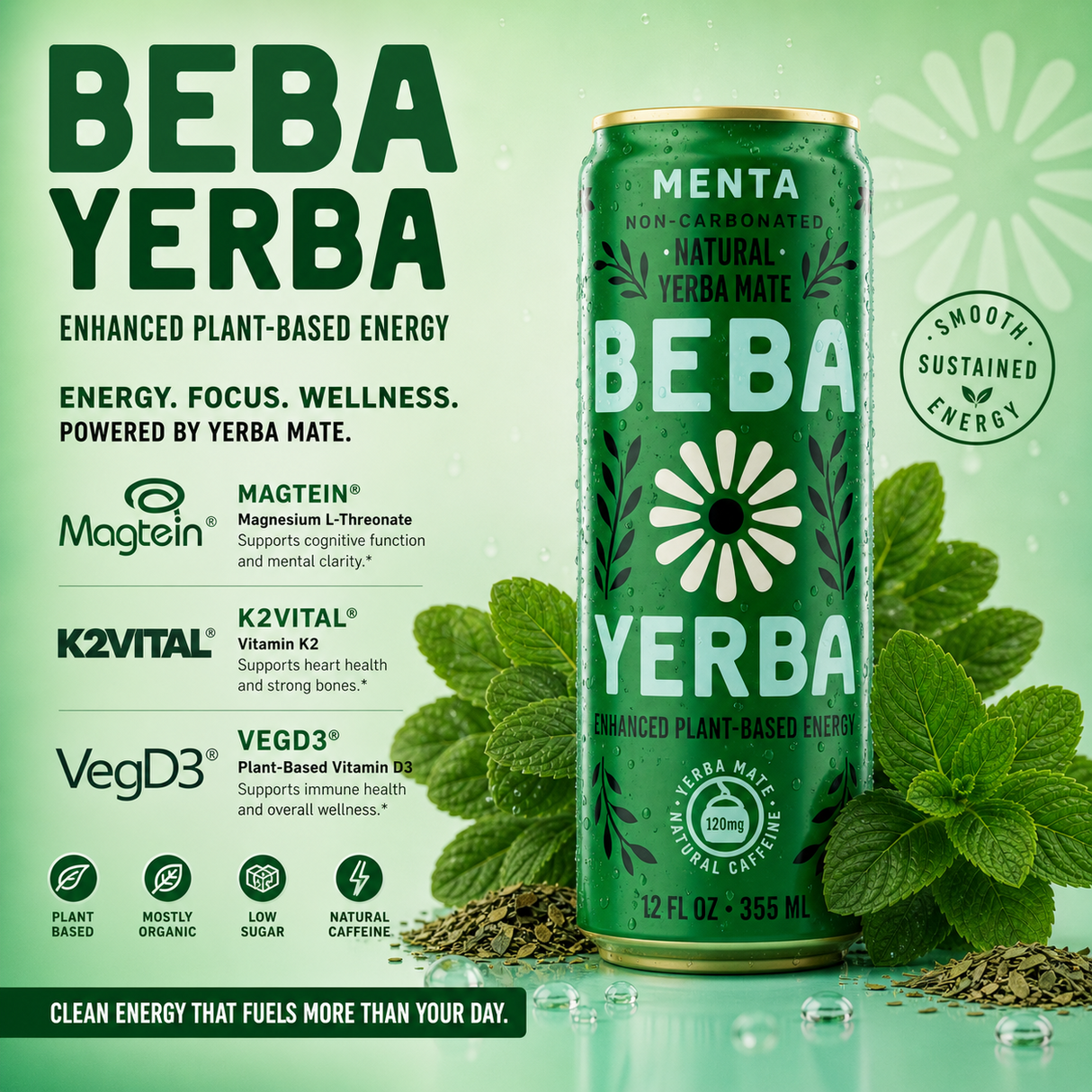 BEBA YERBA - SABOR MENTA (12 latas)