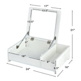 Compact Bay Window Makeup Dressing Table with Flip-Top Mirror