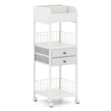 Organizador de maquillaje y cuidado de la piel con cajones y estantes de almacenamiento, para suelo - Blanco