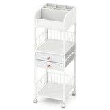 Organizador de maquillaje y cuidado de la piel con cajones y estantes de almacenamiento, para suelo - Blanco