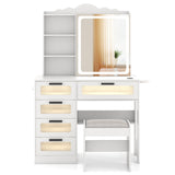 Makeup Vanity Desk with Mirror and Charging Station-White