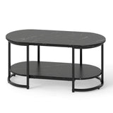 Marble Coffee Table with Open Storage Shelf