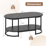 Marble Coffee Table with Open Storage Shelf