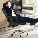 Sillón Ejecutivo Ajustable de Masaje con Reposabrazos y Reposapiés Retráctil-Negro