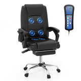 Sillón Ejecutivo Ajustable de Masaje con Reposabrazos y Reposapiés Retráctil-Negro