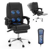 Sillón Ejecutivo Ajustable de Masaje con Reposabrazos y Reposapiés Retráctil-Negro