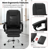 Sillón Ejecutivo Ajustable de Masaje con Reposabrazos y Reposapiés Retráctil-Negro