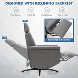 Swivel Massage Recliner Single Sofa with Adjustable Headrest-Gray