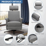 Swivel Massage Recliner Single Sofa with Adjustable Headrest-Gray