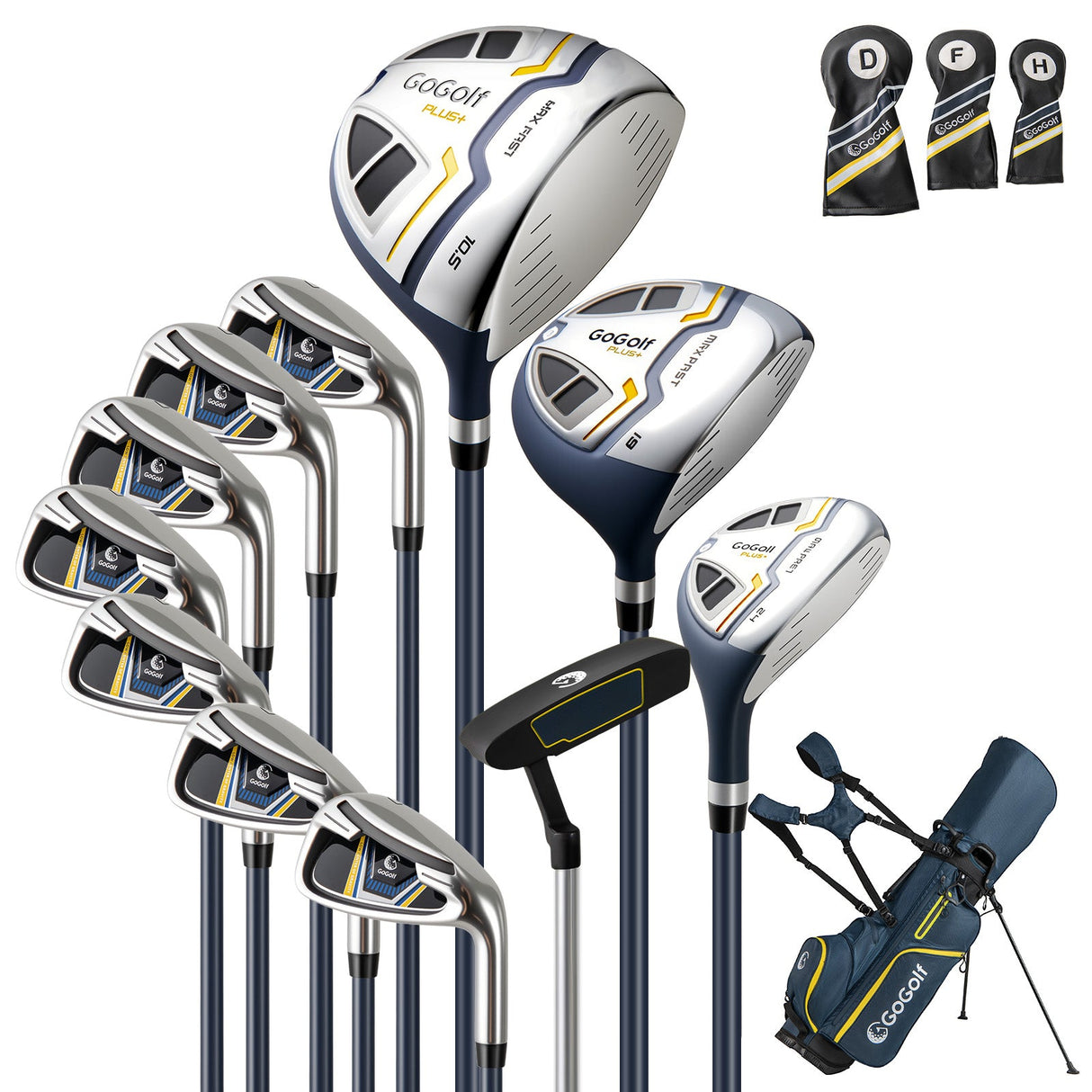 Juego completo de palos de golf para hombre con bolsa - Mano derecha - Amarillo