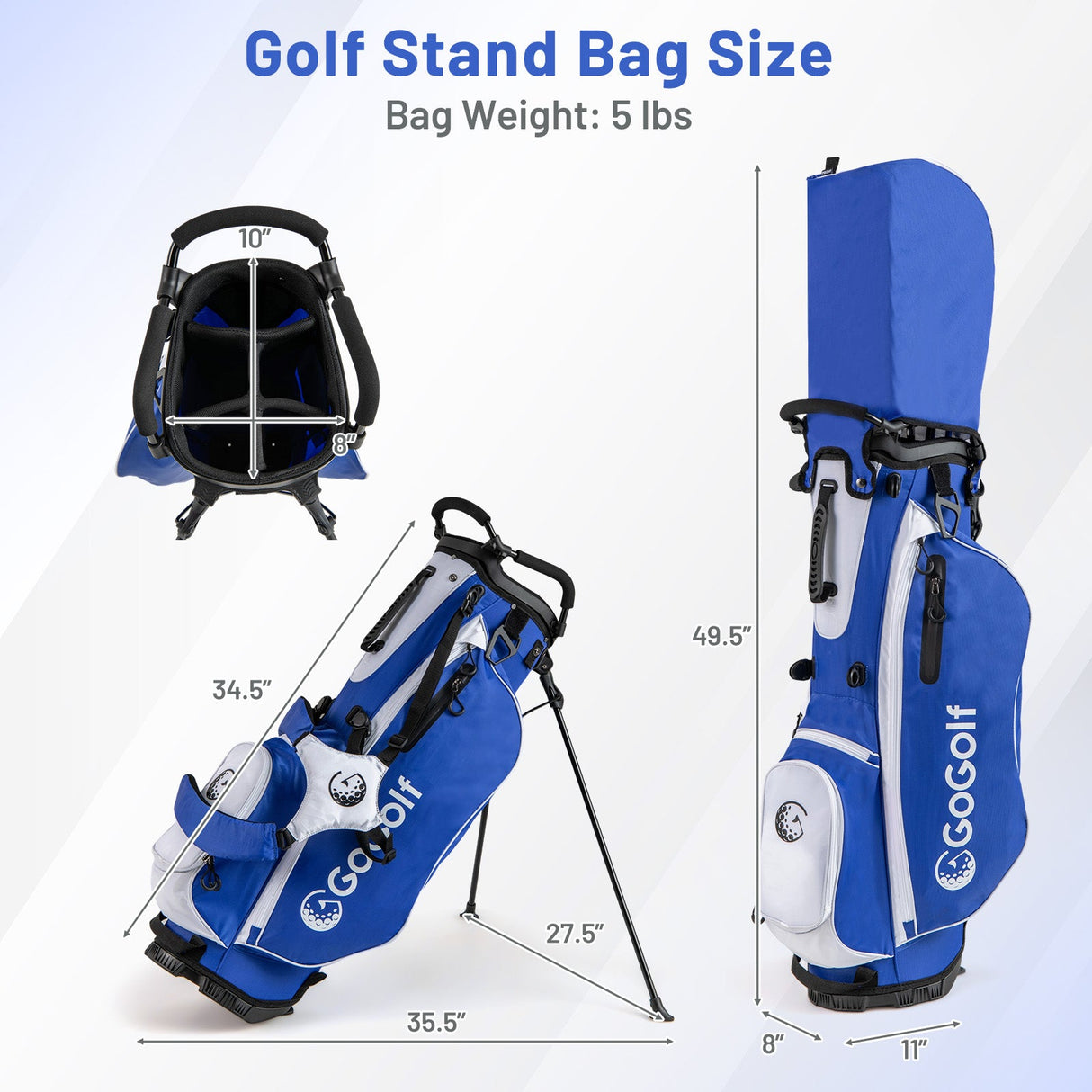 Juego completo de palos de golf y bolsa para hombre con cubiertas para la cabeza y putter - Azul