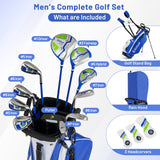 Juego completo de palos de golf y bolsa para hombre con cubiertas para la cabeza y putter - Azul