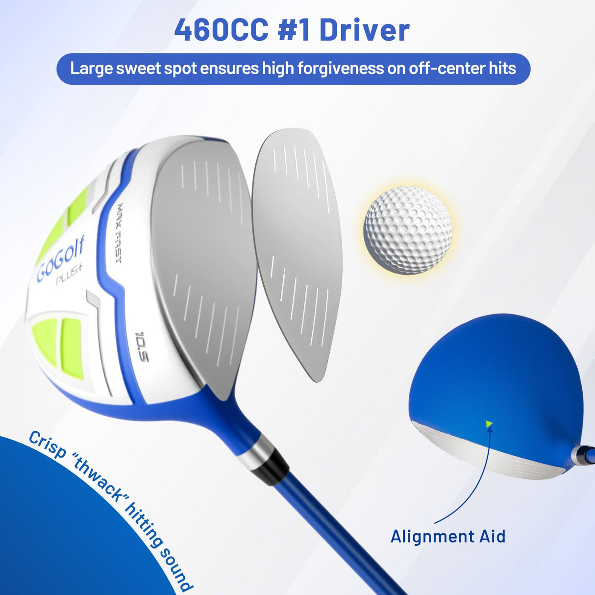 Juego completo de palos de golf y bolsa para hombre con cubiertas para la cabeza y putter - Azul