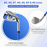 Juego completo de palos de golf y bolsa para hombre con cubiertas para la cabeza y putter - Azul