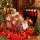 Cesto metálico de Papá Noel para Navidad de 2 niveles, trineo de almacenamiento de regalos de Papá Noel