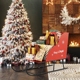 Cesta de trineo de Papá Noel de metal para Navidad, trineo de Papá Noel para guardar regalos de Navidad