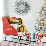 Cesta de trineo de Papá Noel de metal para Navidad, trineo de Papá Noel para guardar regalos de Navidad