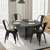 Juego de 4 sillas de comedor metálicas apilables con respaldo extraíble y asiento acolchado de cuero sintético - Negro