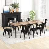 Juego de 4 sillas de comedor metálicas apilables con respaldo extraíble y asiento acolchado de cuero sintético - Negro