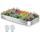 Cama de jardín elevada de metal galvanizado con base abierta