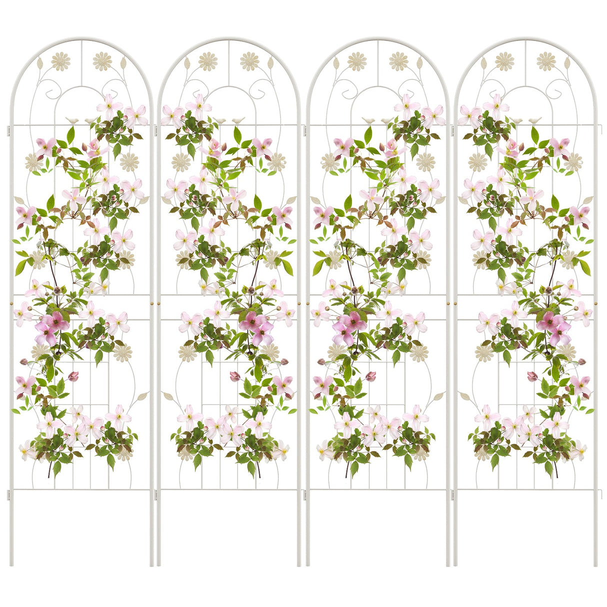 4 Pack 71 x 20 Inches Metal Garden Trellis for Climbing Plants-White