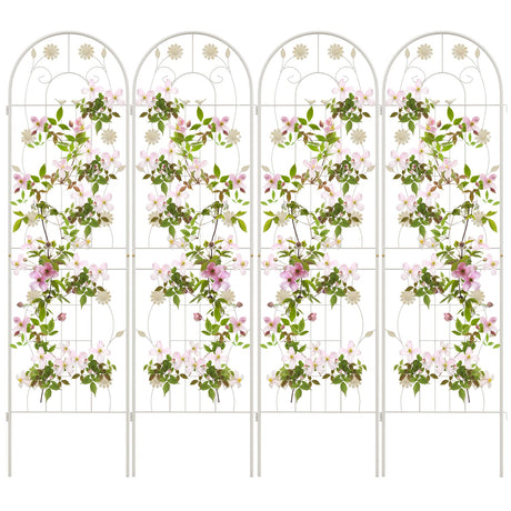 Paquete de 4 celosías de metal blancas para plantas trepadoras, 180 x 50 cm