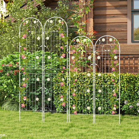 Paquete de 4 celosías de metal blancas para plantas trepadoras, 180 x 50 cm