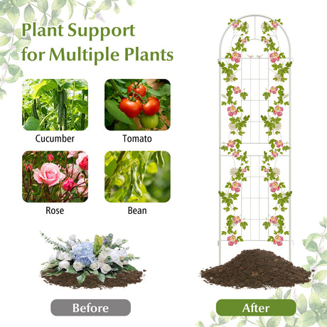 Paquete de 4 celosías de metal blancas para plantas trepadoras, 180 x 50 cm
