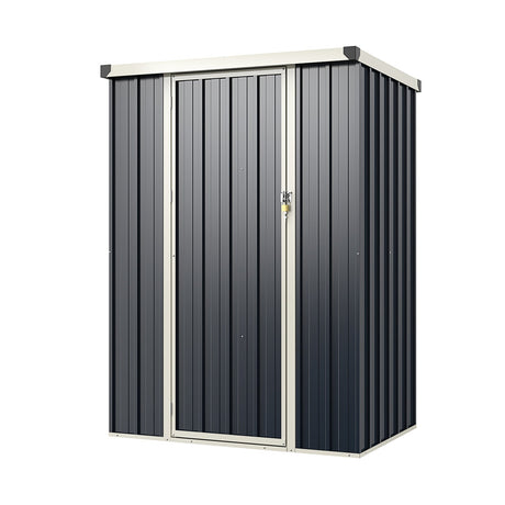 Cobertizo metálico de almacenamiento para exteriores de 4 x 3 pies con puerta con cerradura - Gris