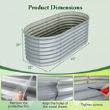5 x 3 x 2 Feet Metal Oval Raised Garden Bed with Open Bottom Design-Gray
