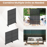 Metal Privacy Screen 72 x 48 Inch Freestanding Fence Panel Indoor Outdoor-Black