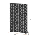 Metal Privacy Screen 72 x 48 Inch Freestanding Fence Panel Indoor Outdoor-Black
