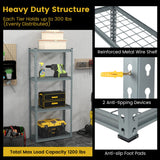 4-Tier Metal Shelving Unit with Anti-slip Foot Pad and Anti-tipping Device