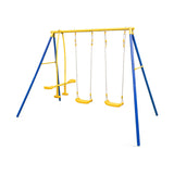 Columpio metálico para patio trasero con 2 asientos de columpio y 2 asientos planeadores - Azul