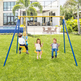 Columpio metálico para patio trasero con 2 asientos de columpio y 2 asientos planeadores - Azul