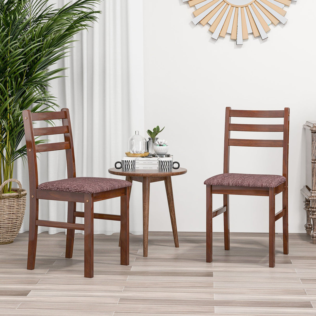 Juego de 2 sillas de comedor de madera de mediados de siglo-Espresso
