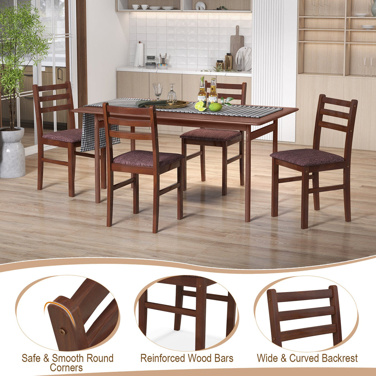 Juego de 2 sillas de comedor de madera de mediados de siglo-Espresso