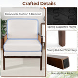 Sillón auxiliar Mid Century Modern con brazos de ratán y cojín