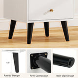 Mesita de noche Mid Century Modern con pomos dorados y patas de soporte elevadas - Blanco
