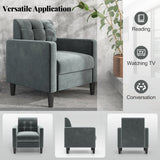 Sillón de terciopelo de mediados de siglo con respaldo capitoné - Gris