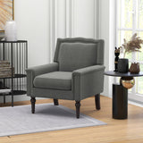 Sillón Moderno de Mediados de Siglo Tapizado en Lino con Cojín - Gris