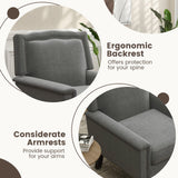 Sillón Moderno de Mediados de Siglo Tapizado en Lino con Cojín - Gris
