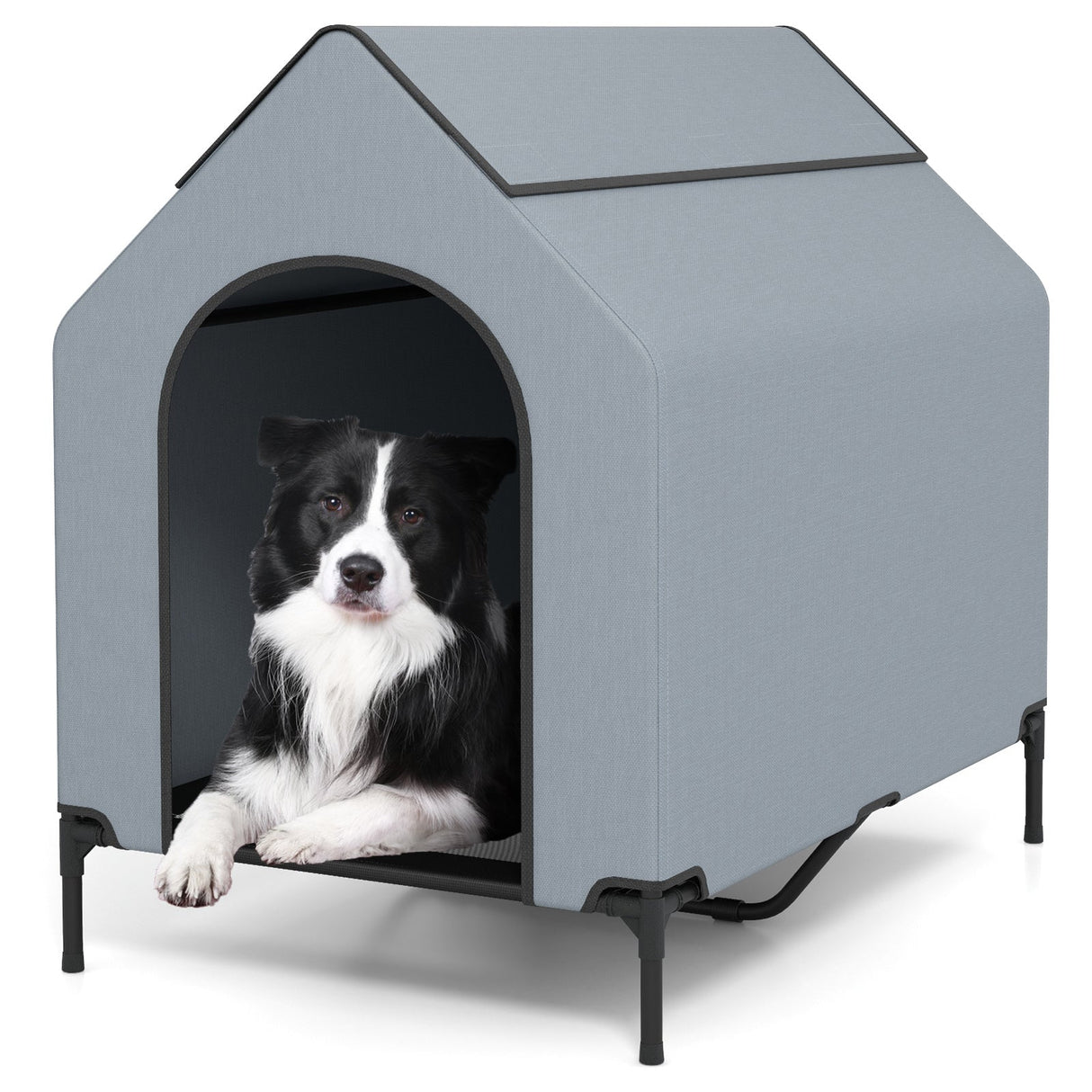 Casa exterior elevada para mascotas grande/mediana/pequeña con ventanas ventiladas