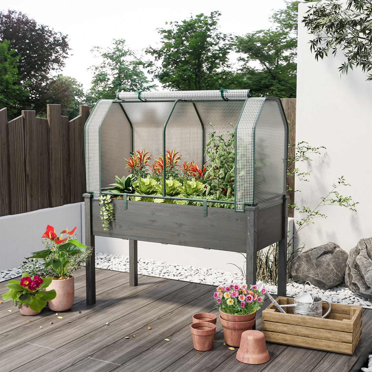 Mini invernadero de 47.5 x 21.5 x 24 pulgadas con puerta enrollable con cremallera