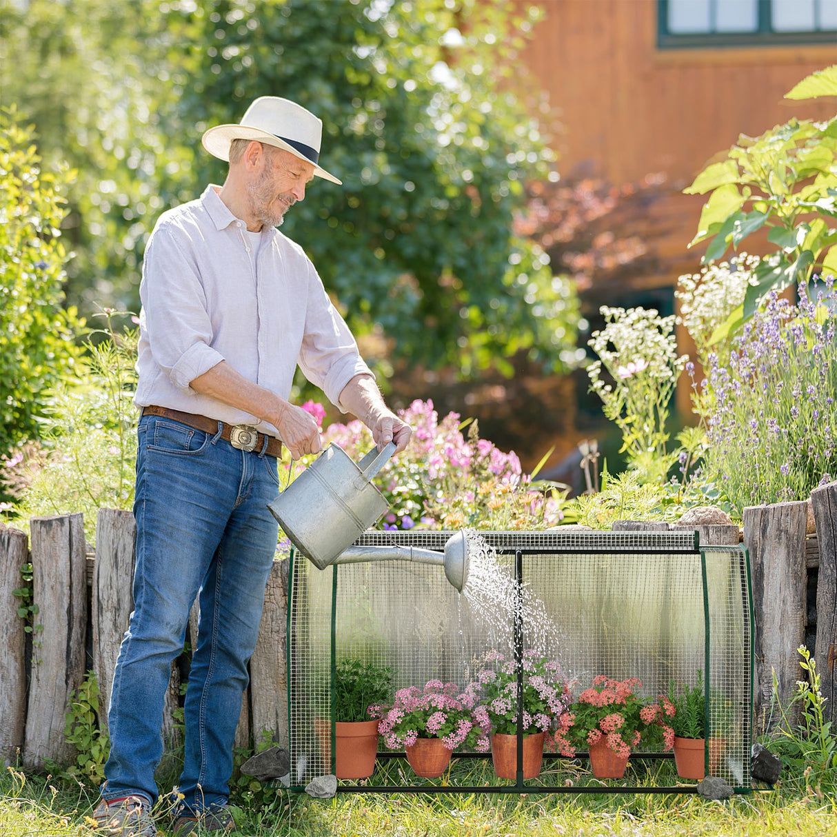 Mini invernadero de 47.5 x 21.5 x 24 pulgadas con puerta enrollable con cremallera