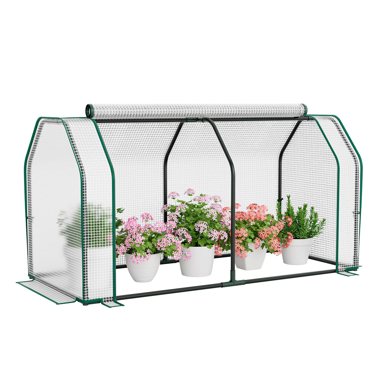 Mini invernadero de 47.5 x 21.5 x 24 pulgadas con puerta enrollable con cremallera