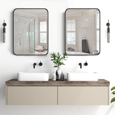 Espejo de pared rectangular minimalista de 24 x 32 pulgadas