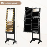 Mirror Jewelry Cabinet with 20 Warm Lights and 4 Tilt Angles