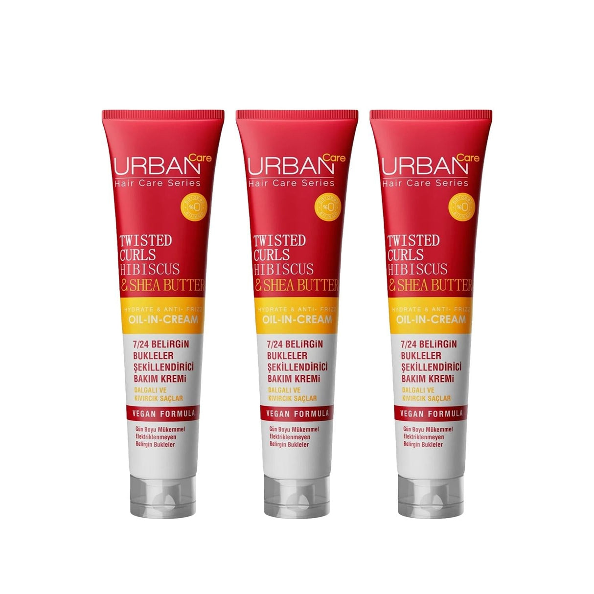 Urban Care Twisted Curls Hibiscus Hair Care Cream - Nourishing Moisturizer for Curly Hair, 3 x 175ml