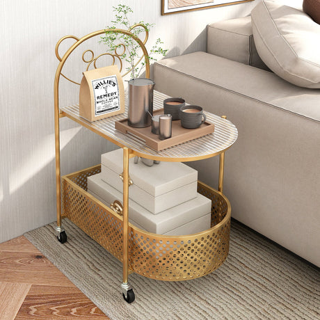 Mesa de centro móvil de cristal de 2 niveles con patrón de oso